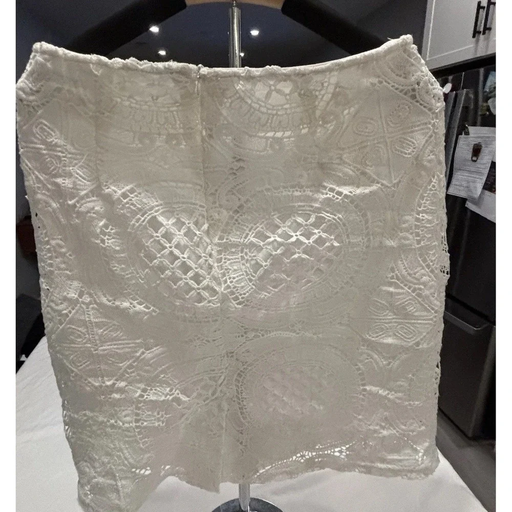 Laffaire White Guipure Crochet Lace Skirt Med Romantic Victorian Whimsical